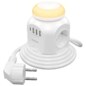 AISENS Regleta de Enchufes Sobremesa Multifuncion con 4 Tomas + 1XUSB-C, 3XUSB-A, Luz Nocturna, 1.8M, Blanco