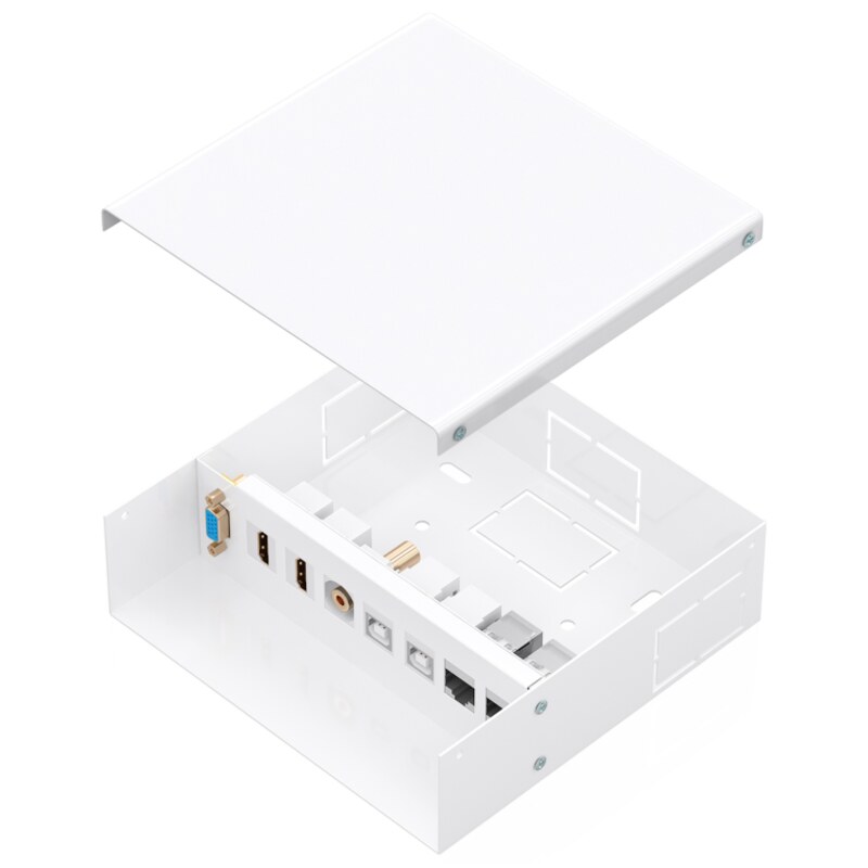 AISENS Caja de Conexiones VGA+Jack 3.5+2xHDMI+2xUSB-B+2xRJ45 Cat.6A STP, Blanco