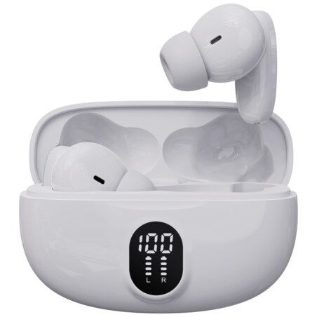 Denver TWE-57W auricular y casco Auriculares True Wireless Stereo (TWS) Clip de oreja Llamadas/Música USB Tipo C Bluetooth Base 