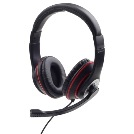 Gembird MHS-03-BKRD auricular y casco Auriculares Alámbrico Diadema Juego Negro, Rojo
